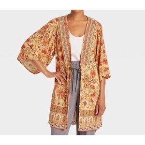 Knox Rose Kimono‎ Open Cardigan XL/XXL Boho Festival Floral Cottage Lagenlook